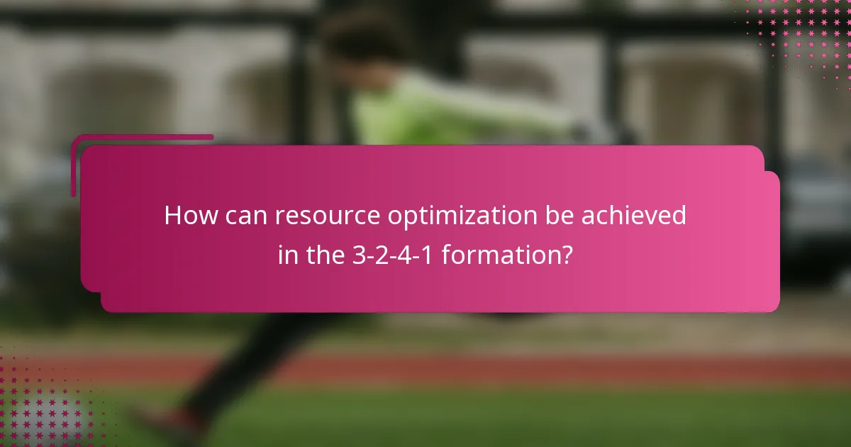 How can resource optimization be achieved in the 3-2-4-1 formation?
